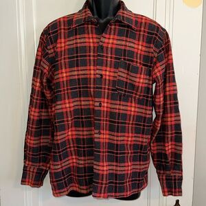 Vintage 60s/70s Misto Lana red, black & tan plaid thick shirt or jacket